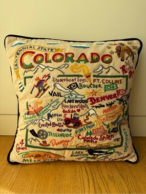 CatStudio Colorado Centennial State Hand-Embroidered Pillow